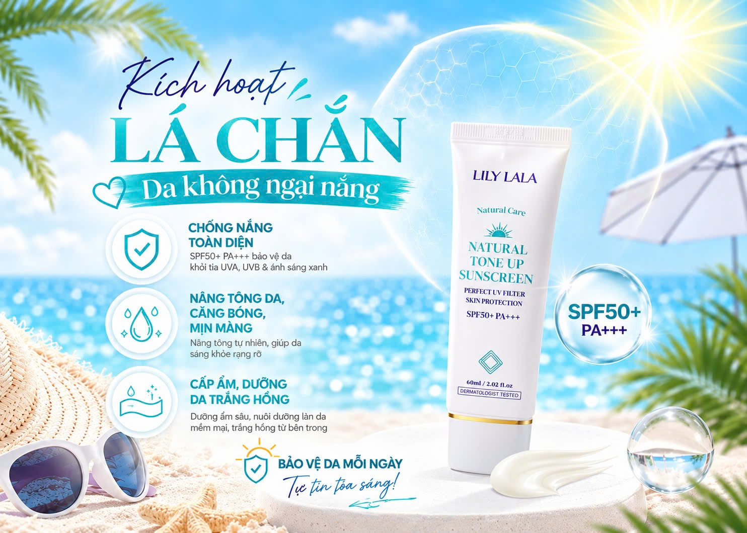Kem chống nắng vật lý Lily Lala chỉ số SPF50+PA+++